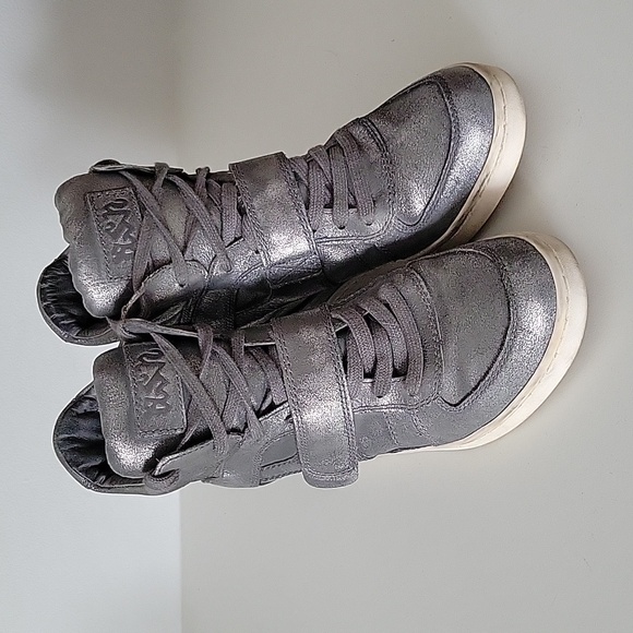 Ash Shoes - Ash Wedge High Top Sneaker 40 Distressed Silver/Grey